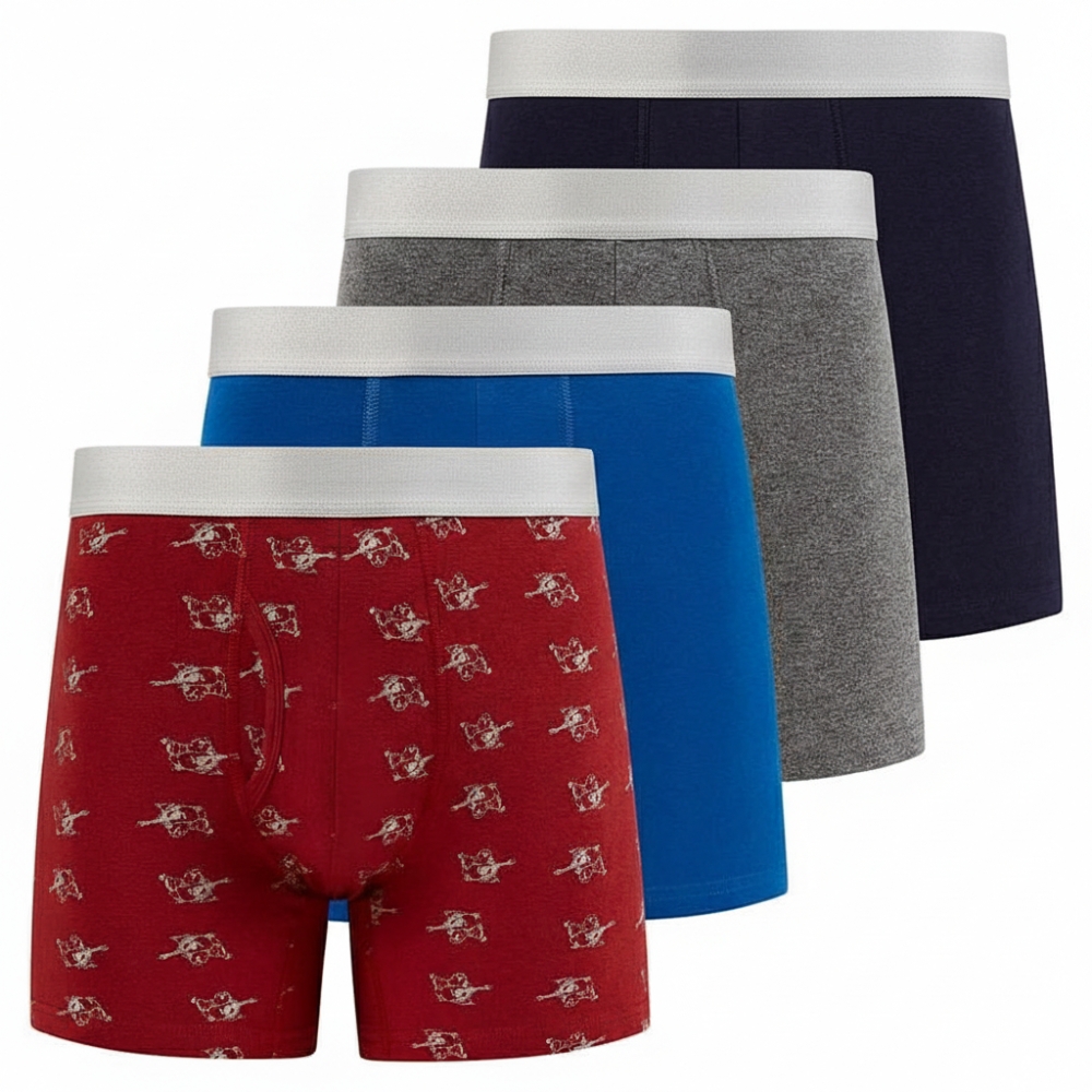 Mens Boxer Briefs Cotton Stretch Underwear for Men Pack of 4 Dri Fit Athletic