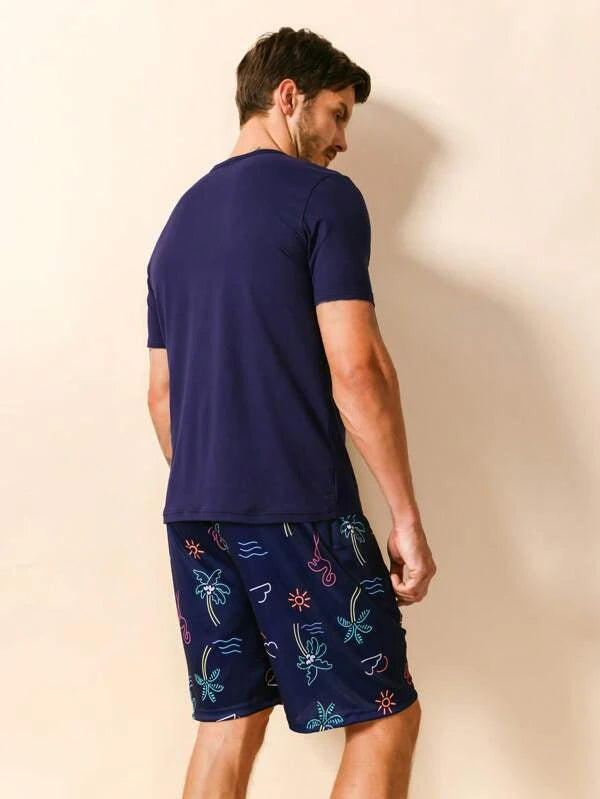 Tropical Printed Pajamas Set