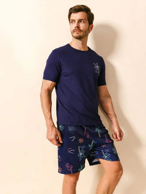 Tropical Printed Pajamas Set