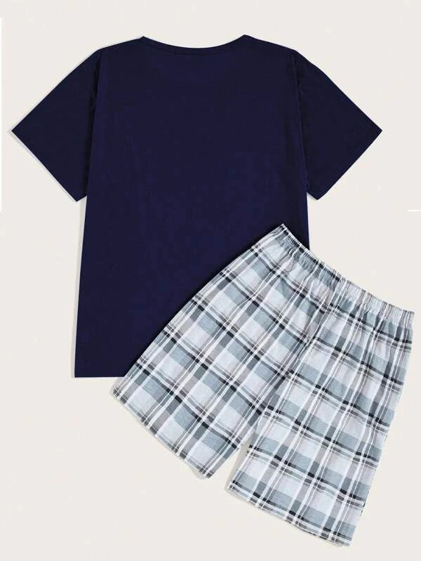 Feather And Plaid Print Pajama Set