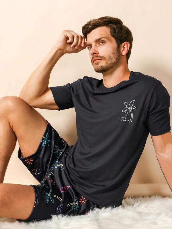 Tropical Printed Pajamas Set