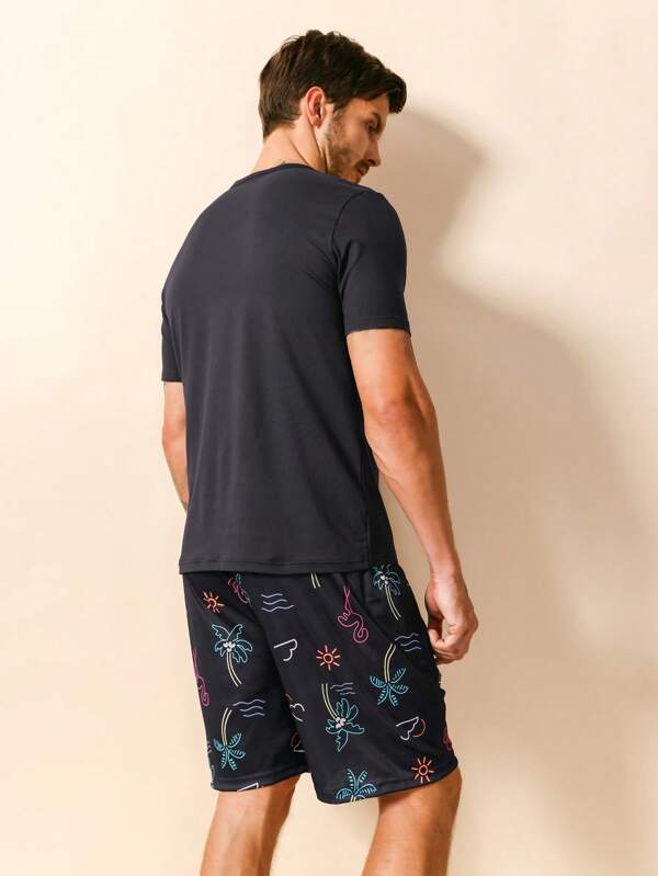 Tropical Printed Pajamas Set