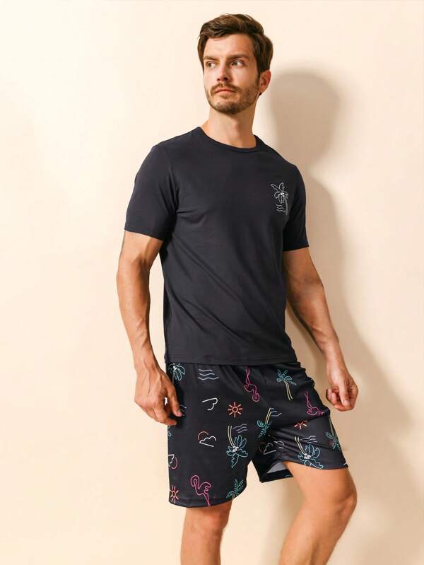 Tropical Printed Pajamas Set