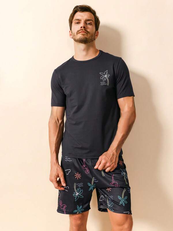 Tropical Printed Pajamas Set