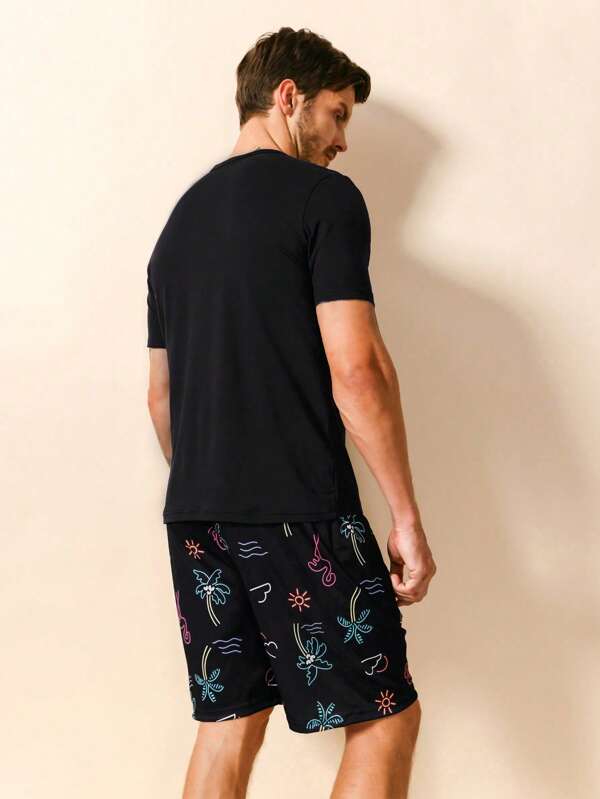 Tropical Printed Pajamas Set