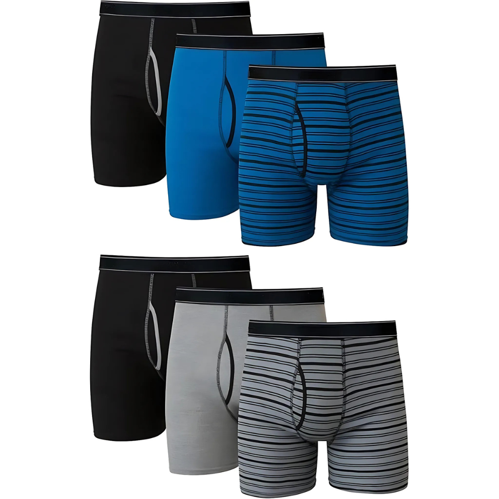 Pack Of 6 Men Moisture Wicking Cotton Boxer Briefs 