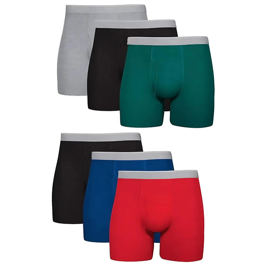 Pack Of 6 Men Moisture Wicking Cotton Boxer Briefs 
