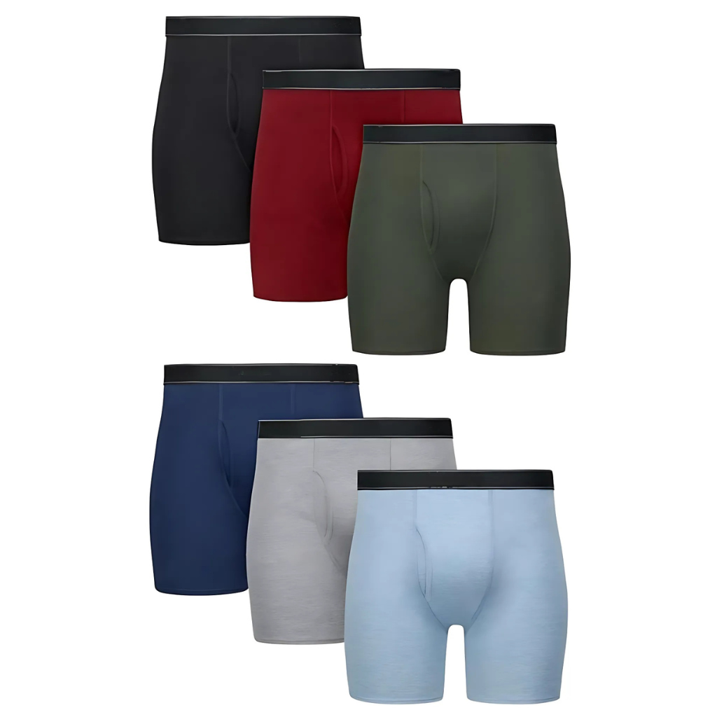 Pack Of 6 Men Moisture Wicking Cotton Boxer Briefs 
