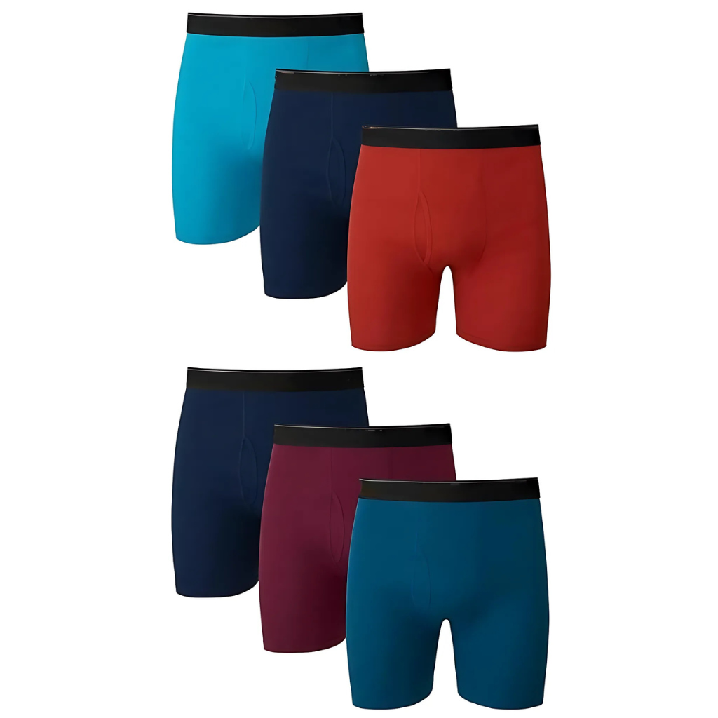 Pack Of 6 Men Moisture Wicking Cotton Boxer Briefs 