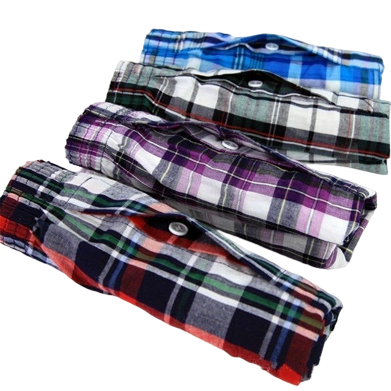 Men's Cotton Loose Leisure Underwear Boxers 4 Pack
