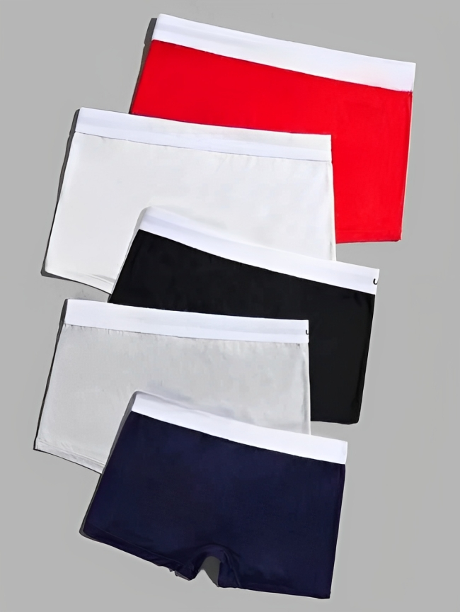 Pack Of 5 Solid Plain Boxer Briefs