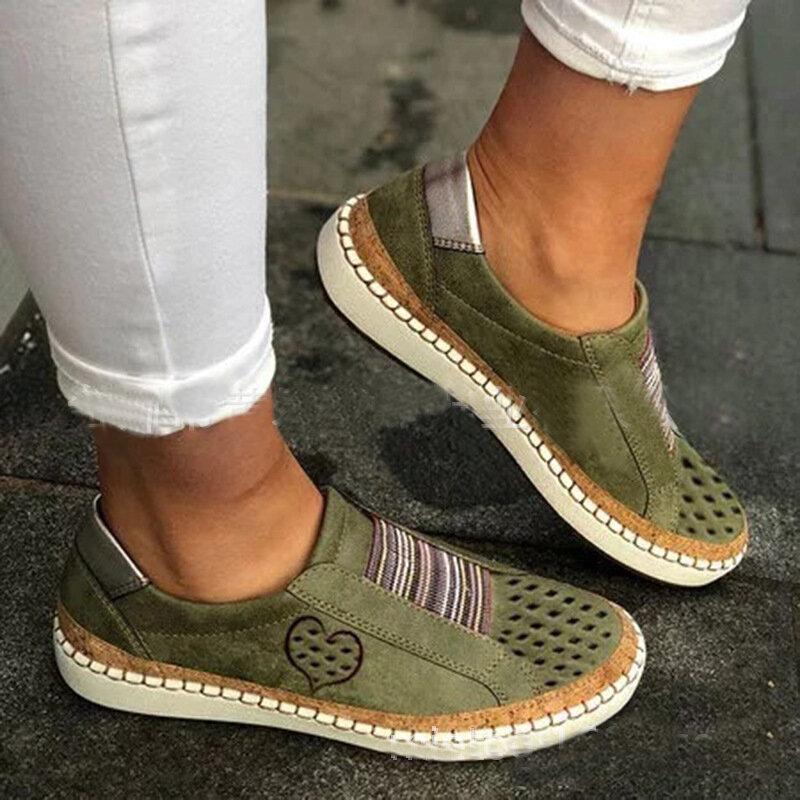 Women Casual Breathable Hollow Slip On Flat Loafers