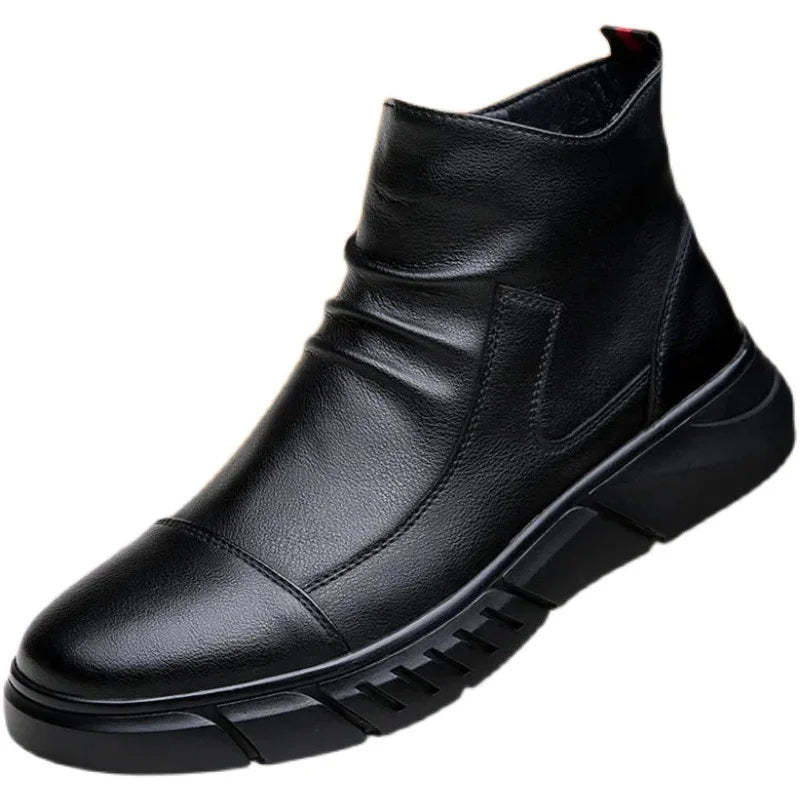 Non Slip Leather Zipper Boots