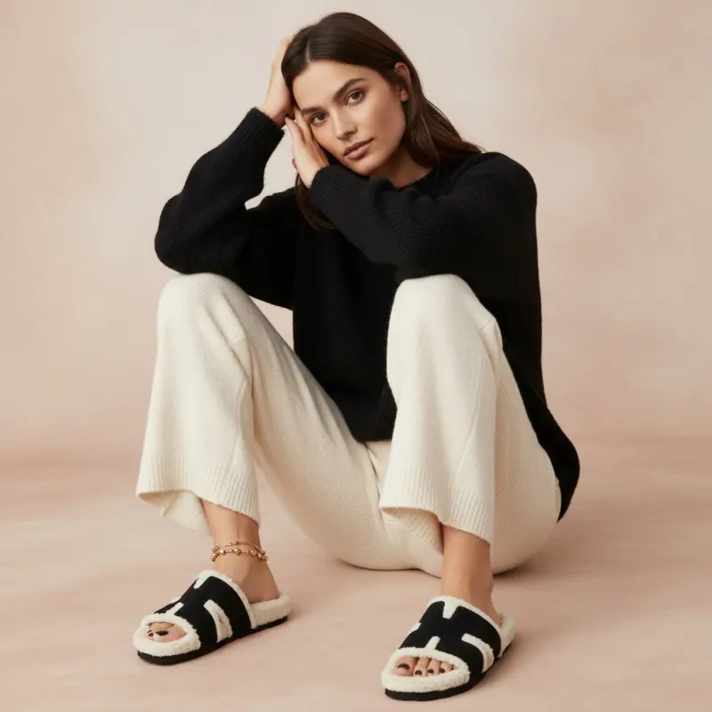 Women's Cuddle Suede Cozy Footbed Sandals - Soft Genuine Leather Cut-Out Upper