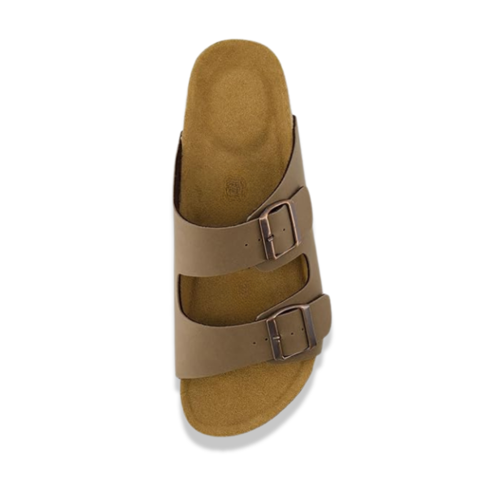 Mens Cork Footbed Sandals with Adjustable Buckle and Leather Insole