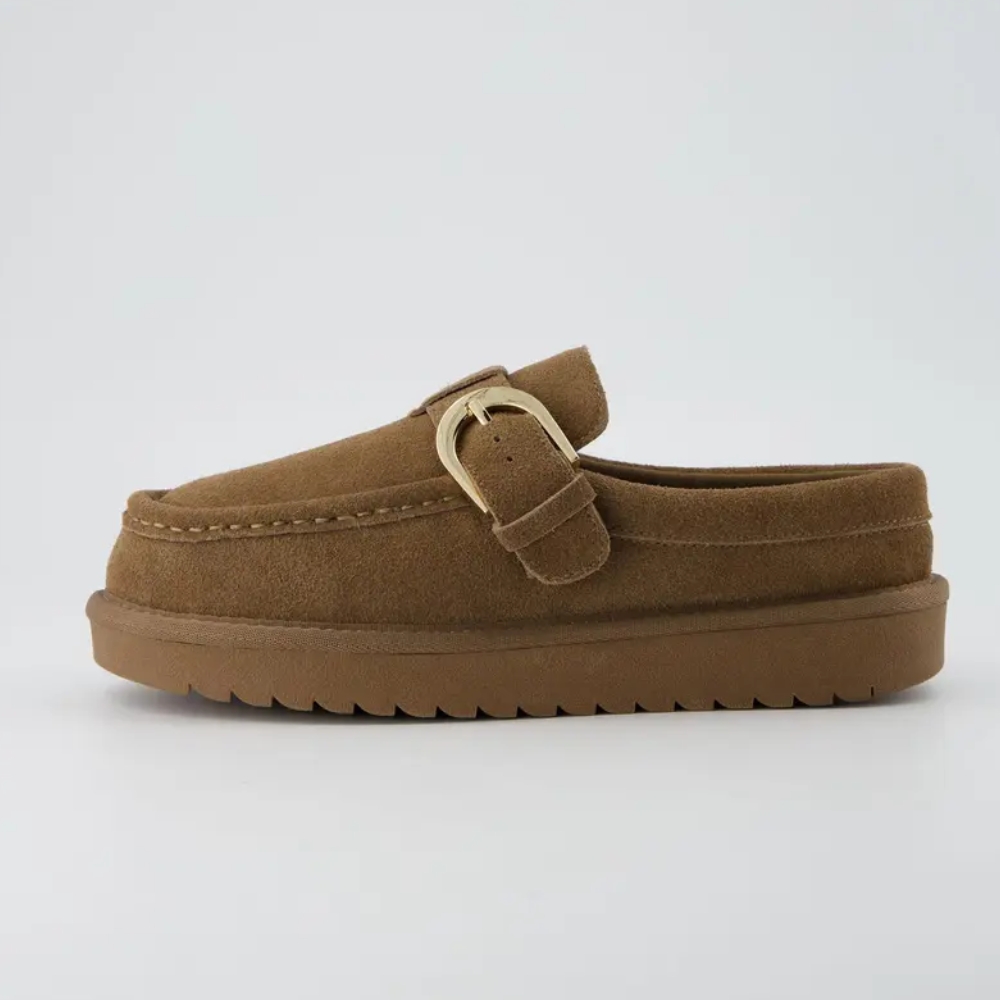 Origin Cozy Genuine Suede Loafer Slippers for Women - Leather Slip-On Moc Toe Clogs