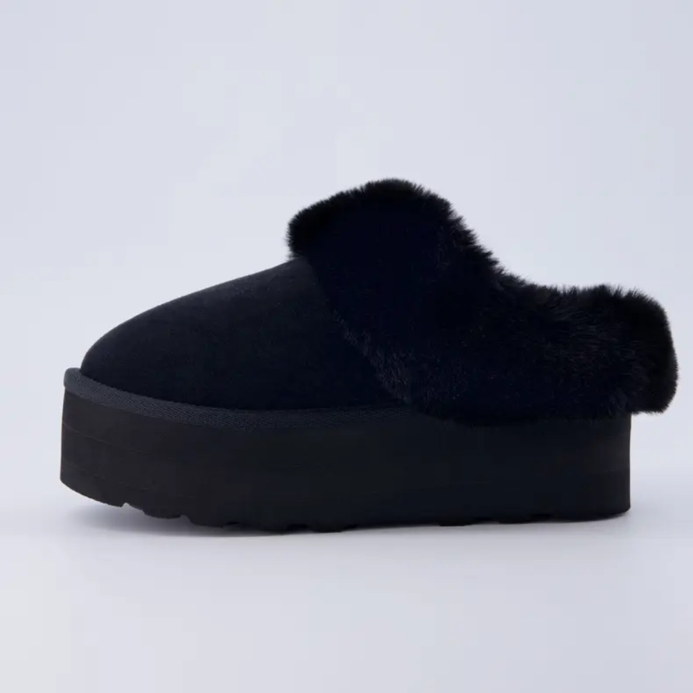 Women's Husky Suede Cozy Platform Mule | Genuine Suede, Faux Fur Lining, Memory Foam
