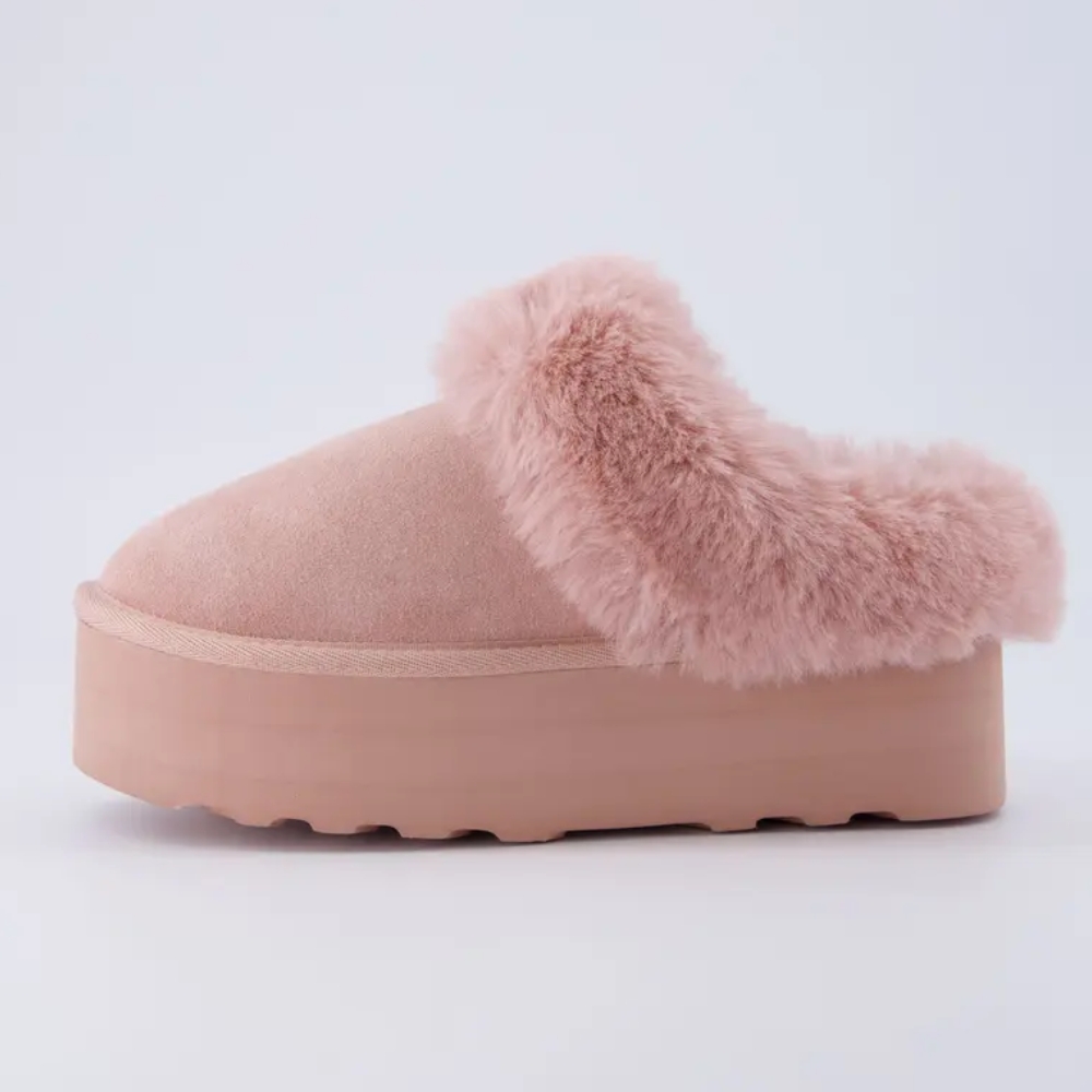 Women's Husky Suede Cozy Platform Mule | Genuine Suede, Faux Fur Lining, Memory Foam