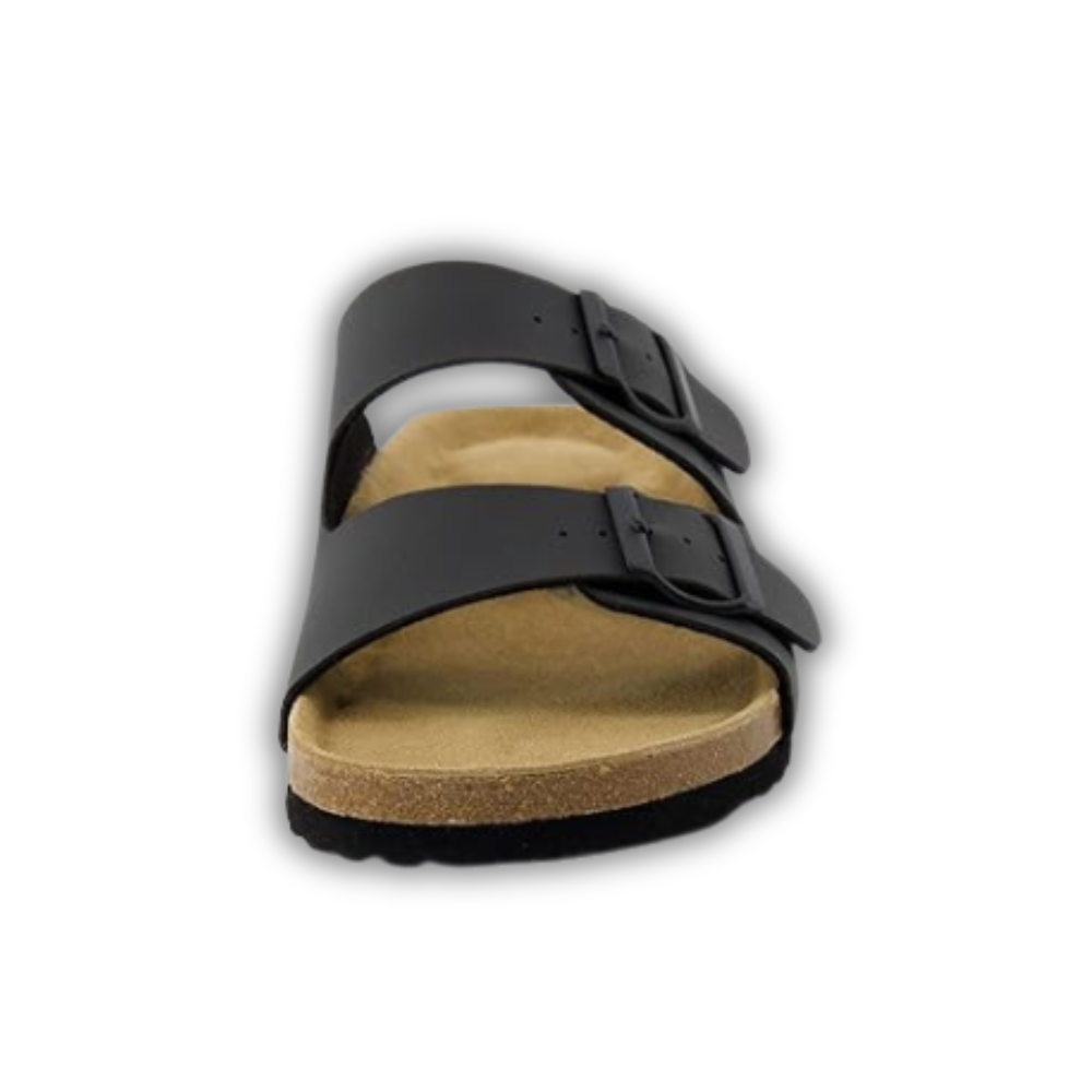 Mens Cork Footbed Sandals with Adjustable Buckle and Leather Insole