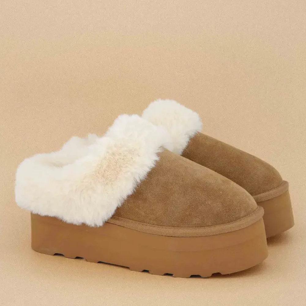 Women's Husky Suede Cozy Platform Mule | Genuine Suede, Faux Fur Lining, Memory Foam