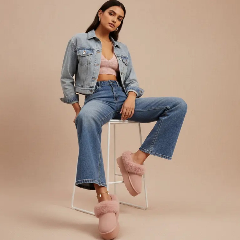 Women's Husky Suede Cozy Platform Mule | Genuine Suede, Faux Fur Lining, Memory Foam