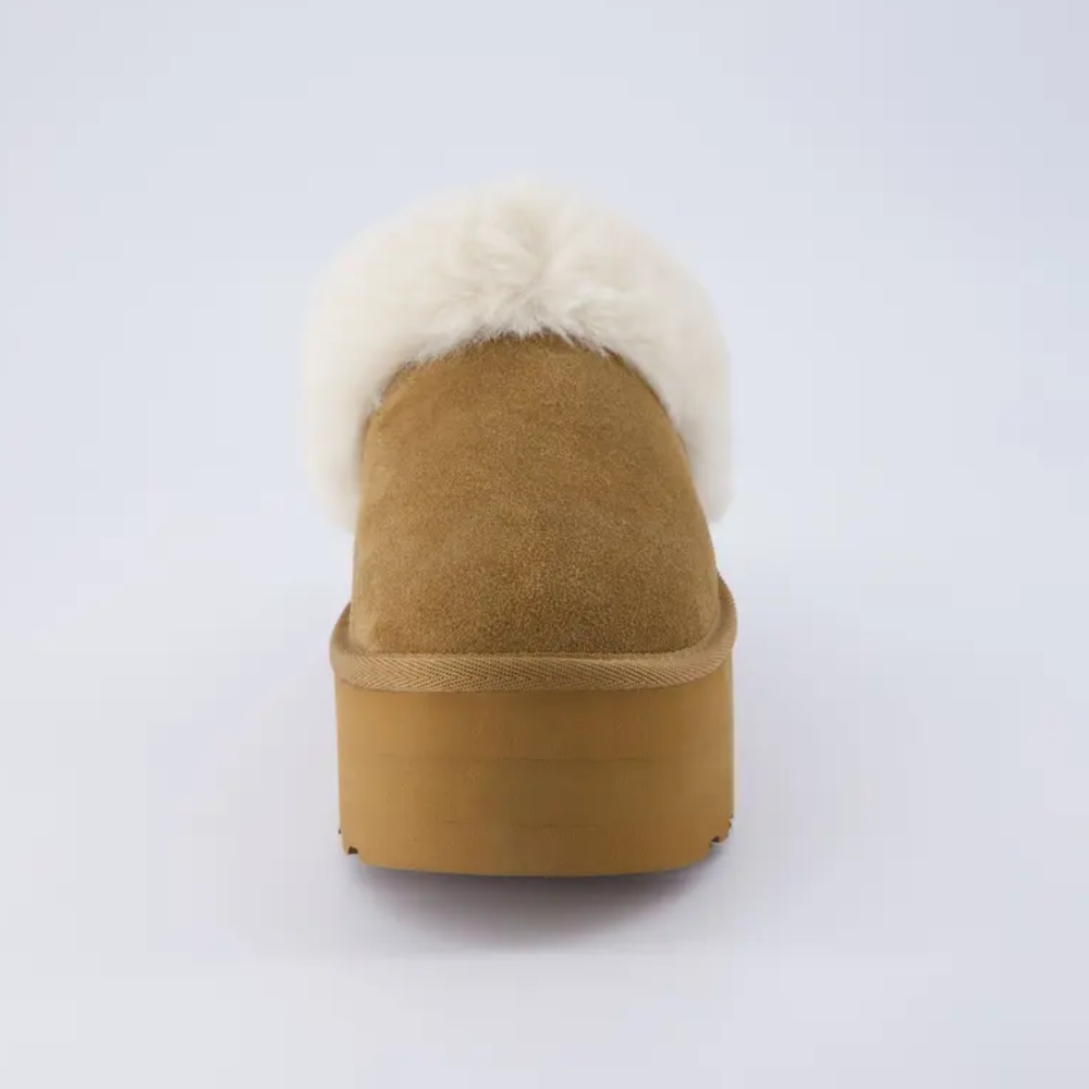 Women's Husky Suede Cozy Platform Mule | Genuine Suede, Faux Fur Lining, Memory Foam