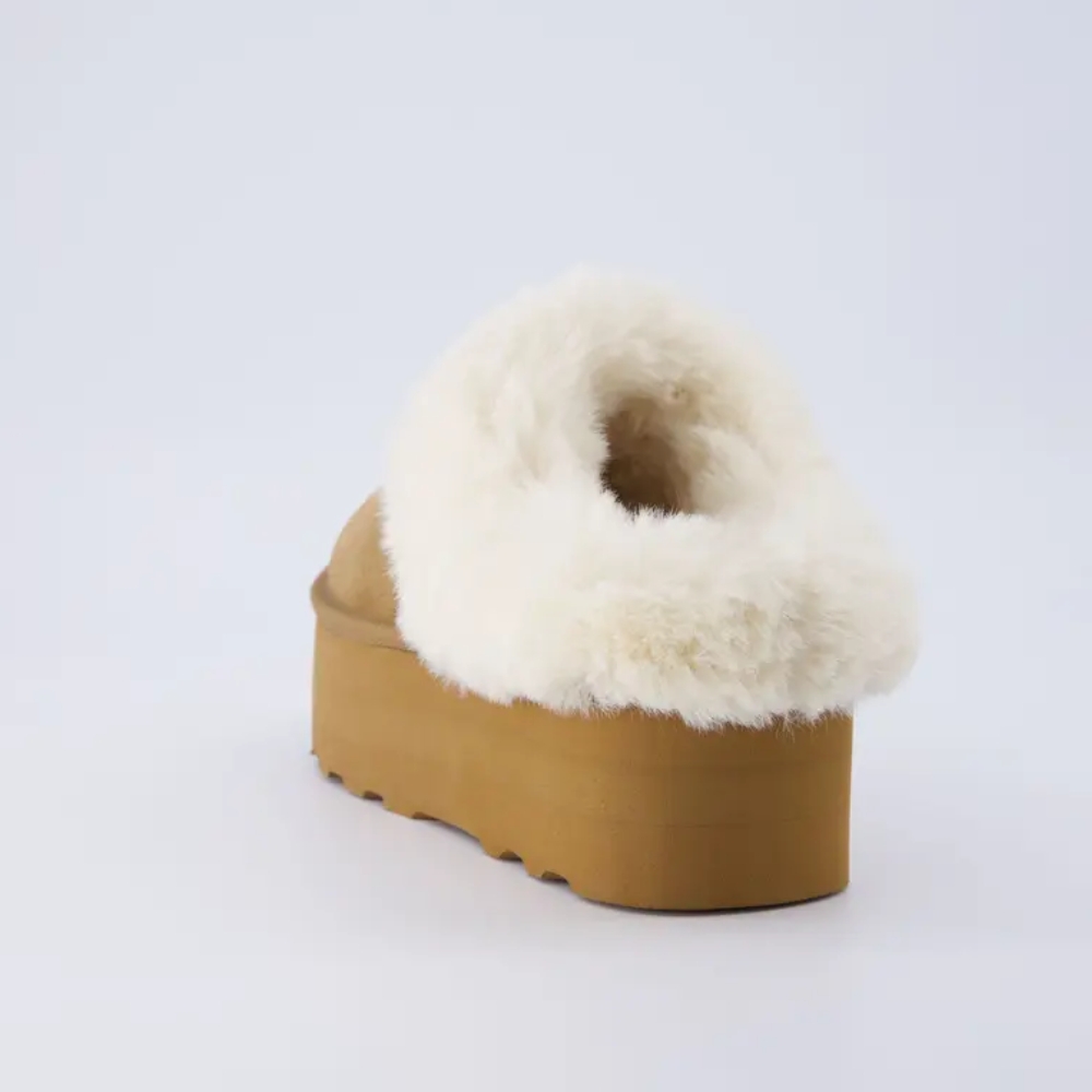 Women's Husky Suede Cozy Platform Mule | Genuine Suede, Faux Fur Lining, Memory Foam