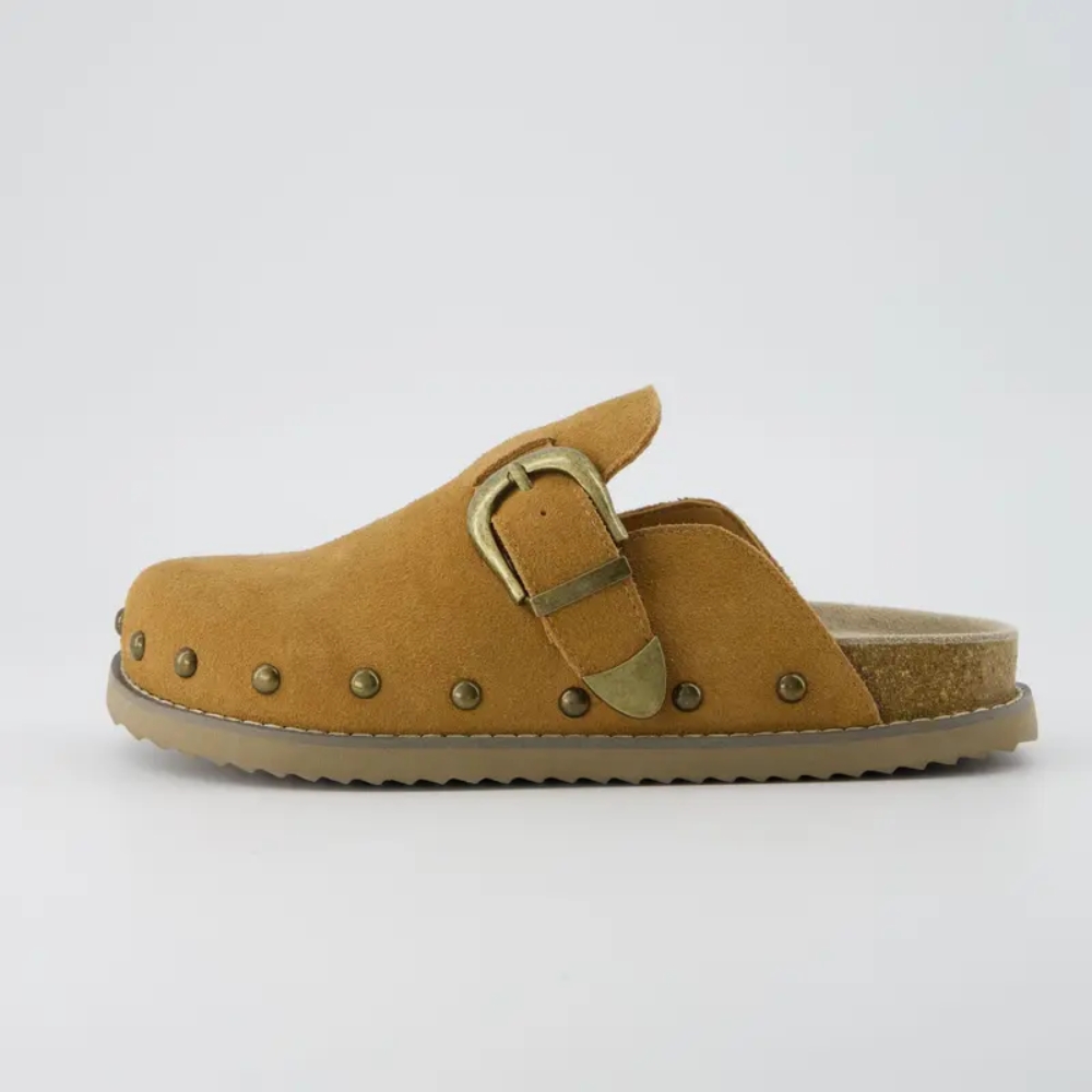 Women's Bronco Suede Studded Clogs - Genuine Leather Slip-On Clogs