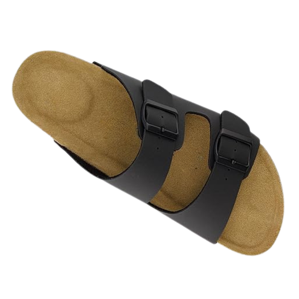 Mens Cork Footbed Sandals with Adjustable Buckle and Leather Insole