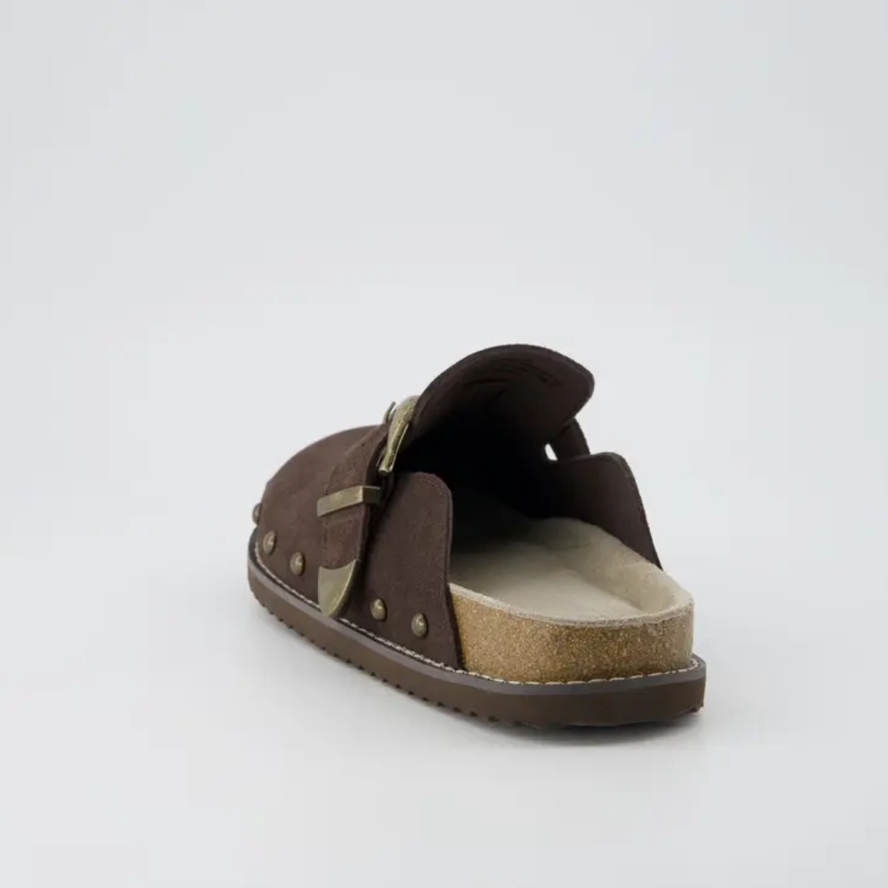 Women's Bronco Suede Studded Clogs - Genuine Leather Slip-On Clogs