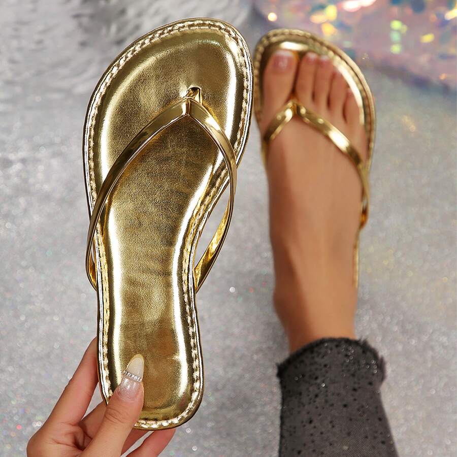 Lightweight Thong Strap Slip On Flat Sandals For Women Casual Outfit