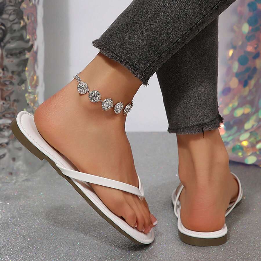 Lightweight Thong Strap Slip On Flat Sandals For Women Casual Outfit
