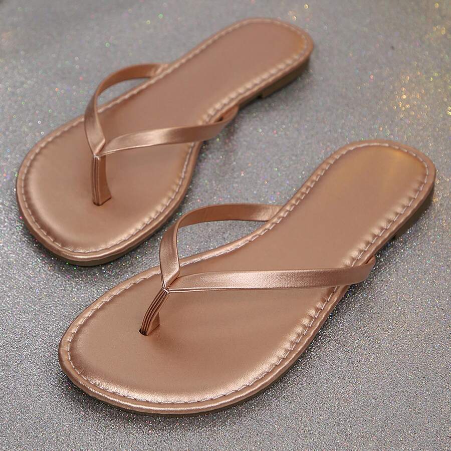 Lightweight Thong Strap Slip On Flat Sandals For Women Casual Outfit