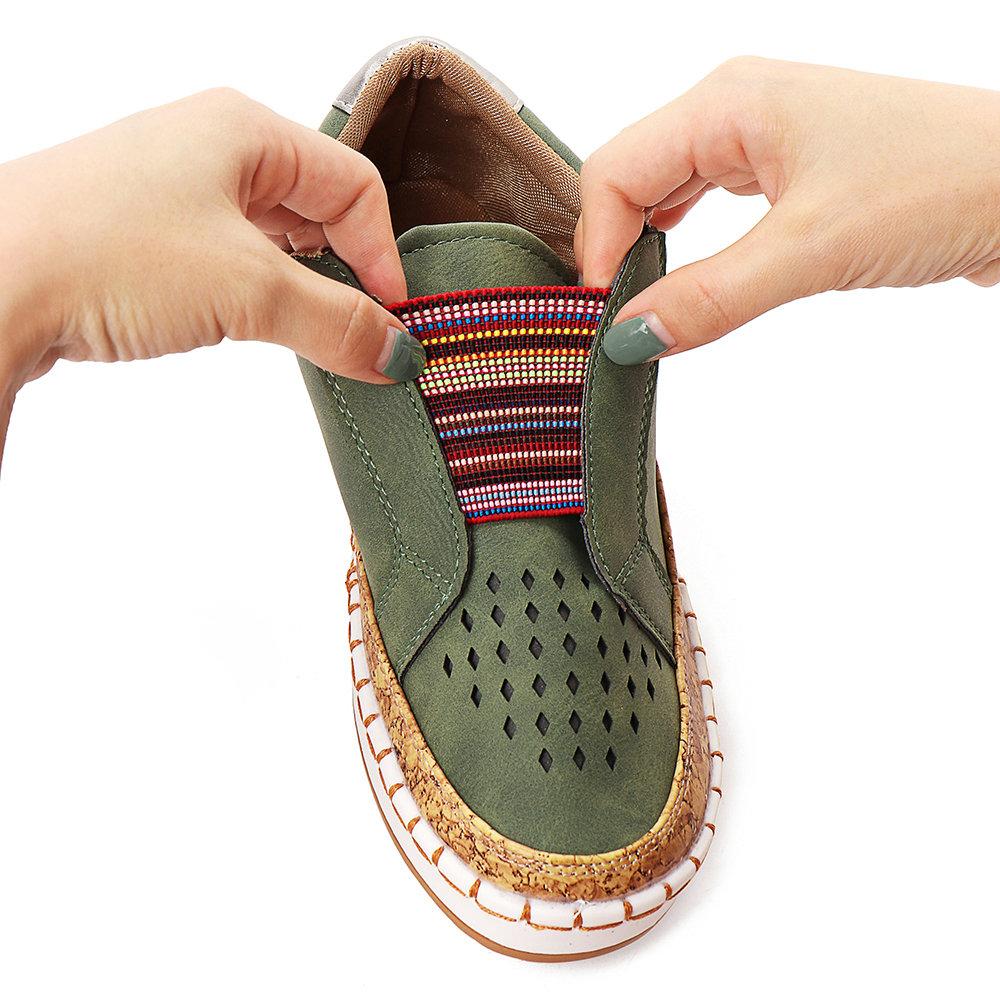 Women Casual Breathable Hollow Slip On Flat Loafers