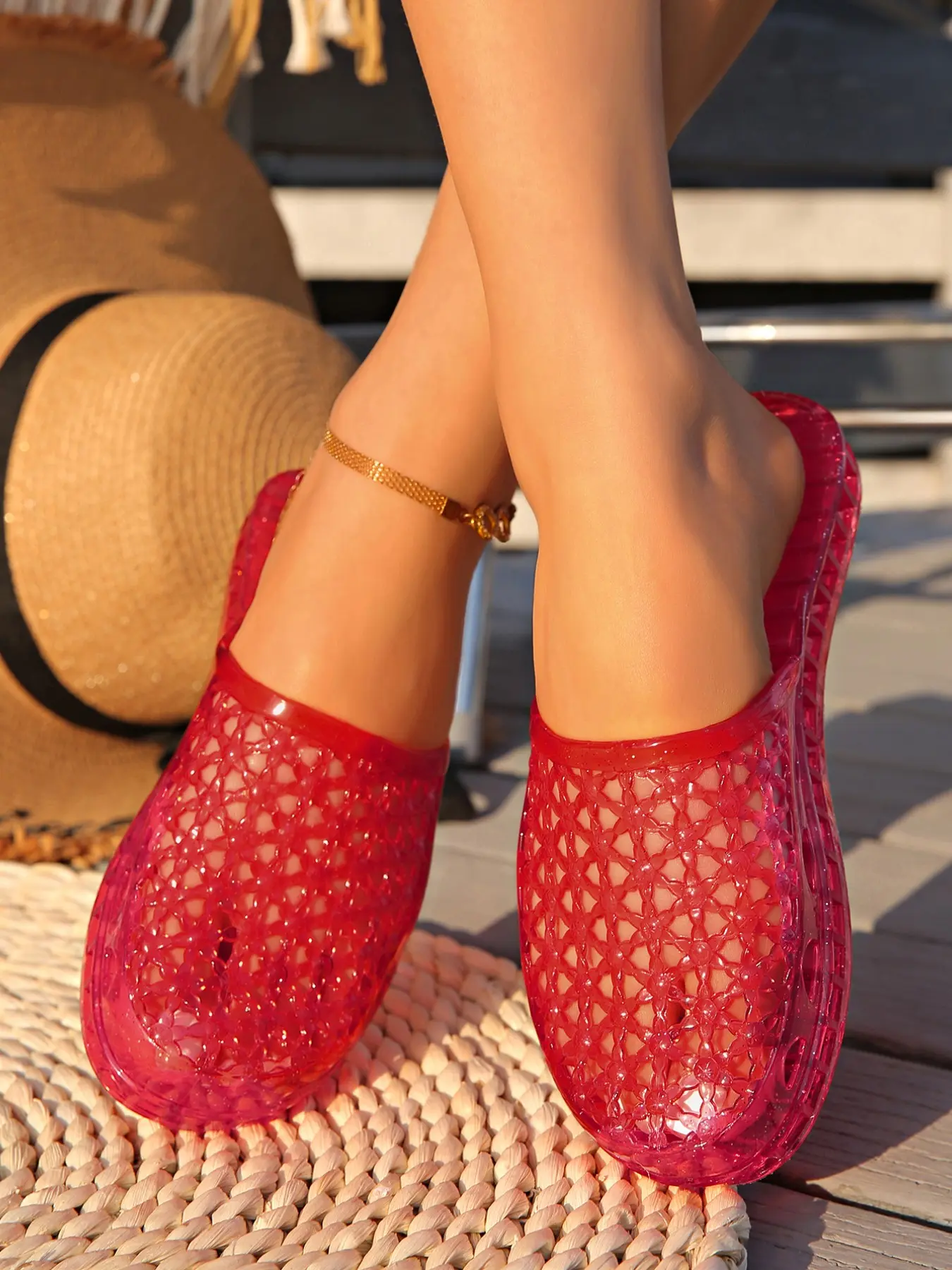 Casual Summer Indoor Outdoor Transparent Walking Slides For Women