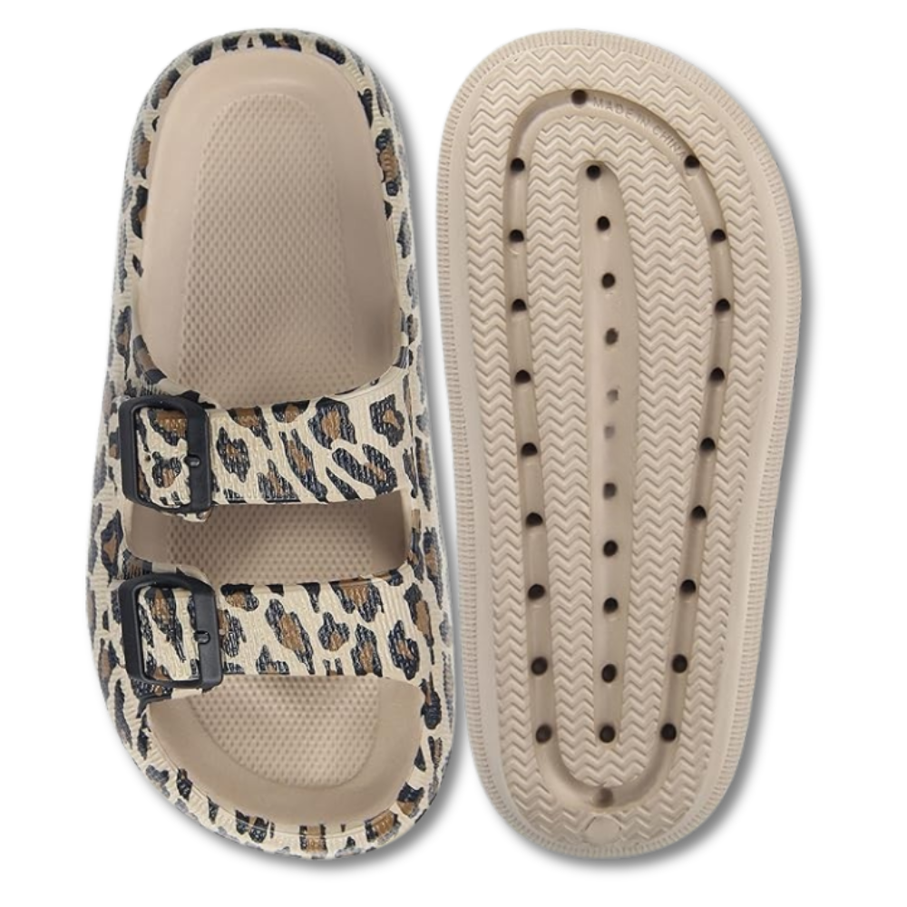 Men and Women Pillow Slippers Double Buckle Adjustable Slides