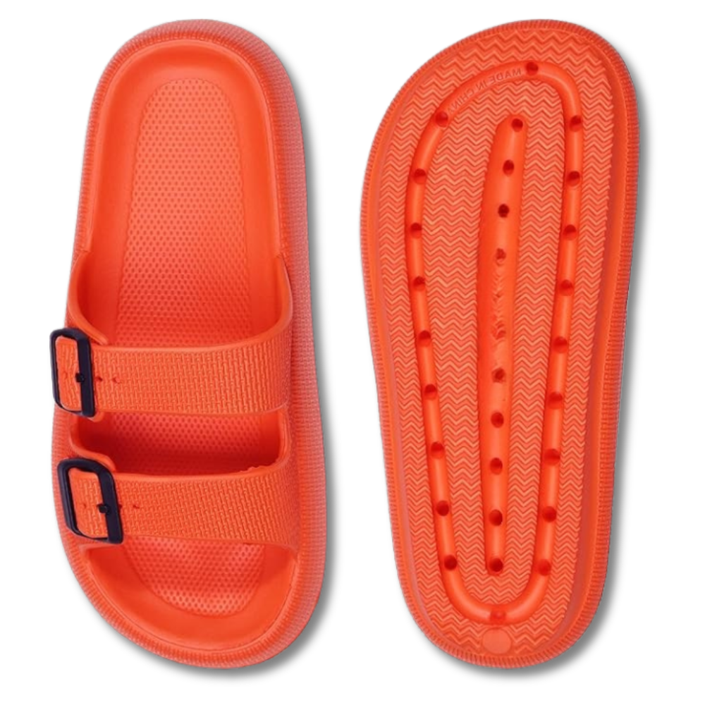 Women and Men Pillow Slippers Double Buckle Adjustable Slides