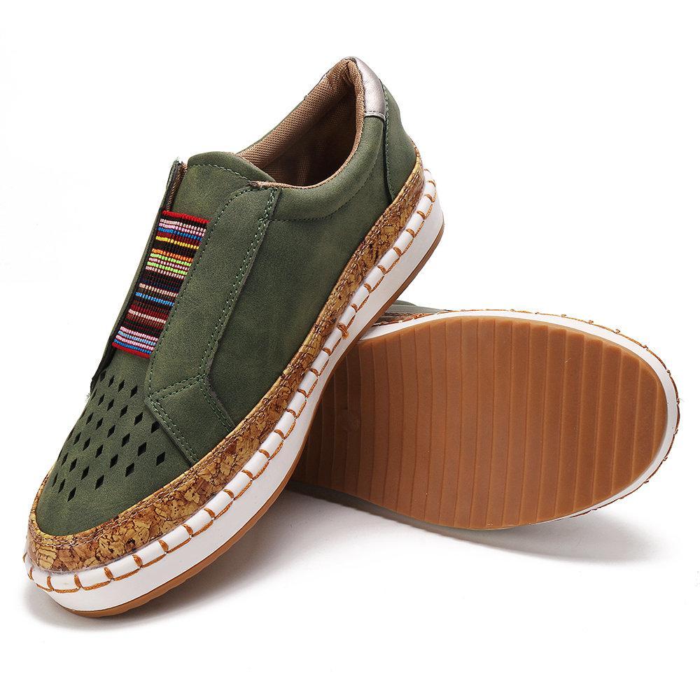 Women Casual Breathable Hollow Slip On Flat Loafers