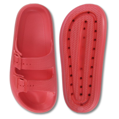 Men and Women Pillow Slippers Double Buckle Adjustable Slides