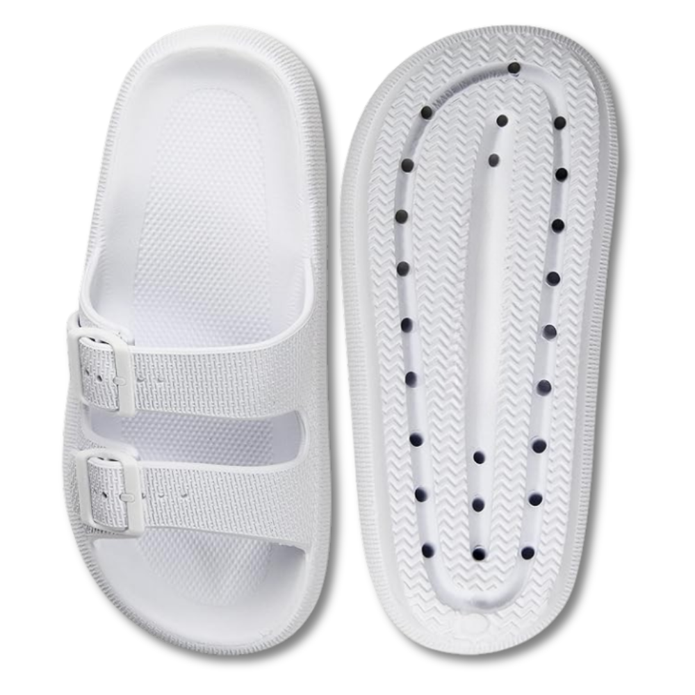 Women and Men Pillow Slippers Double Buckle Adjustable Slides
