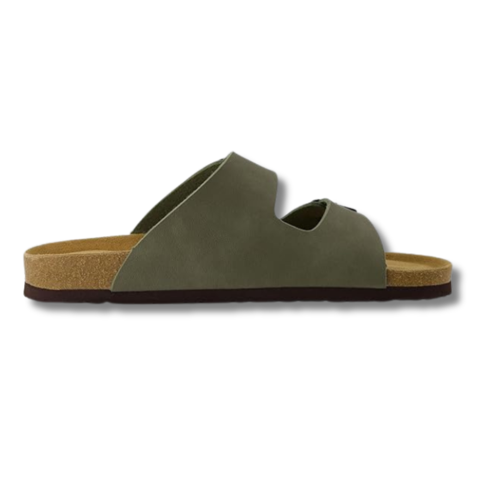 Men Footbed Sandals with Adjustable Buckle and Leather Insole