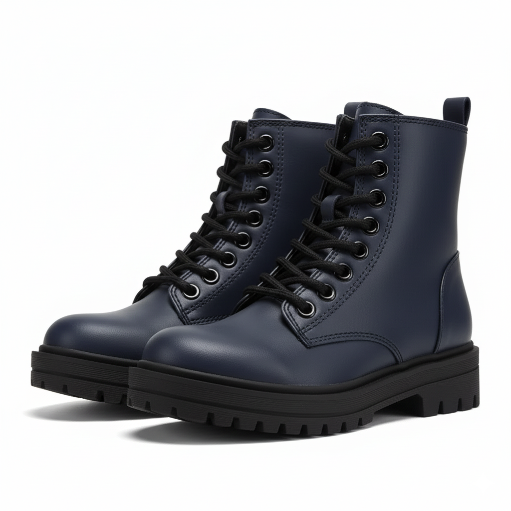 Lug Sole Lace Up And Zipper Boots
