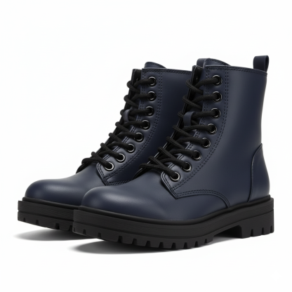 Lug Sole Lace Up And Zipper Boots
