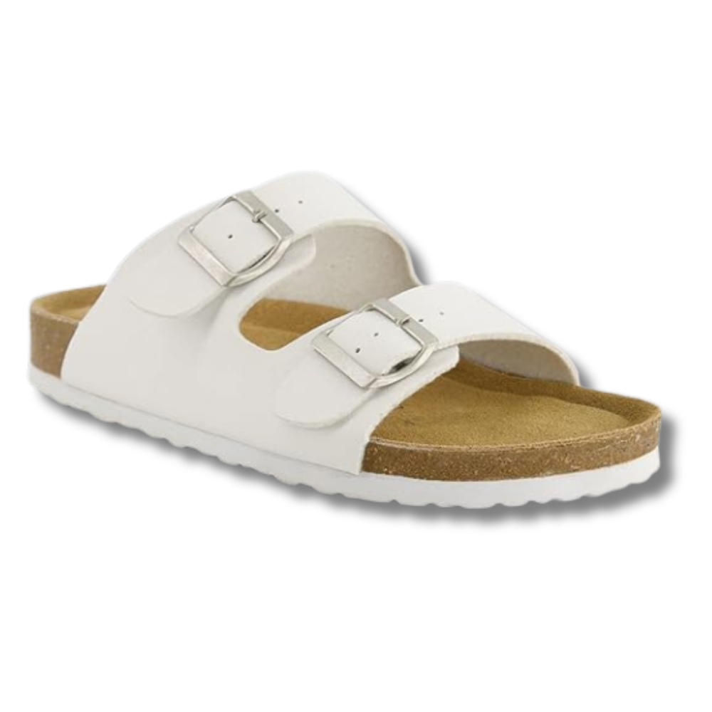 Men Footbed Sandals with Adjustable Buckle and Leather Insole