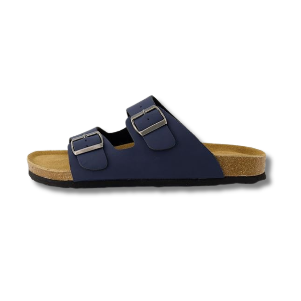 Mens Cork Footbed Sandals with Adjustable Buckle and Leather Insole