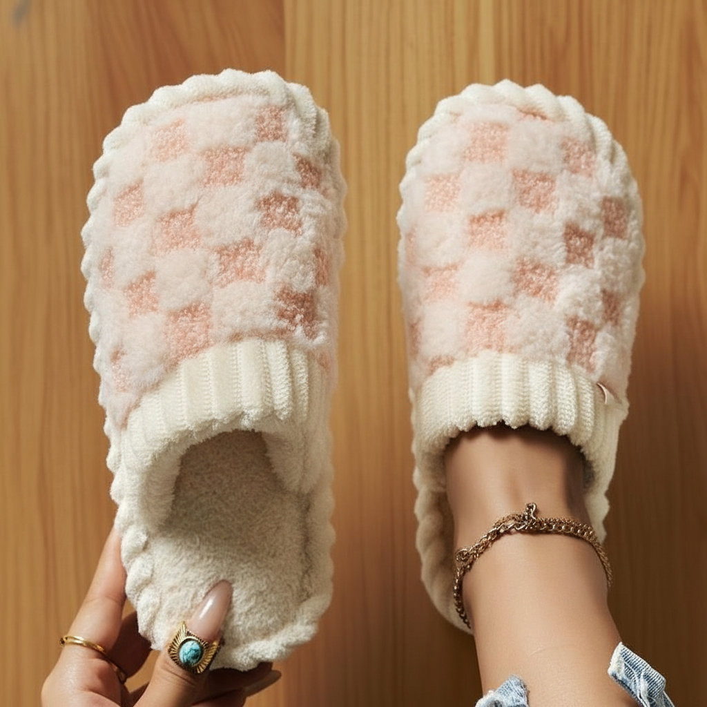 Unisex Fuzzy House Slippers With Sole