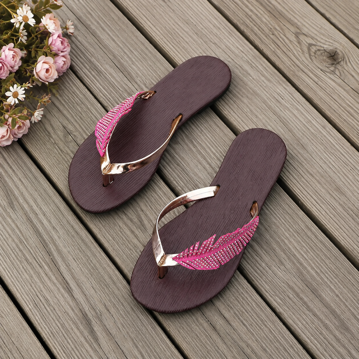 Casual Rhinestone Sandals With Rubber Sole For Women