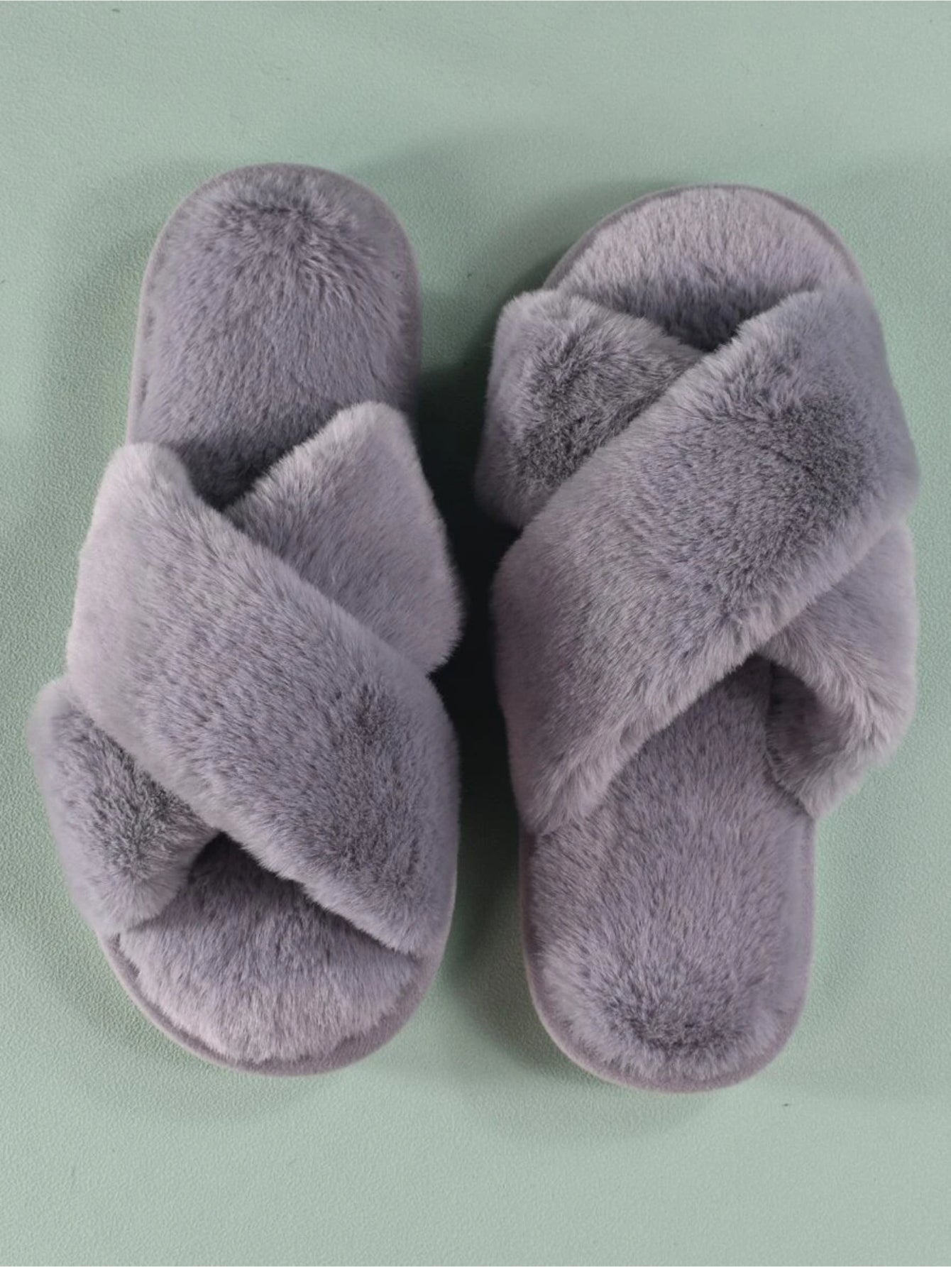 Cross Strap Fluffy Bedroom Slippers