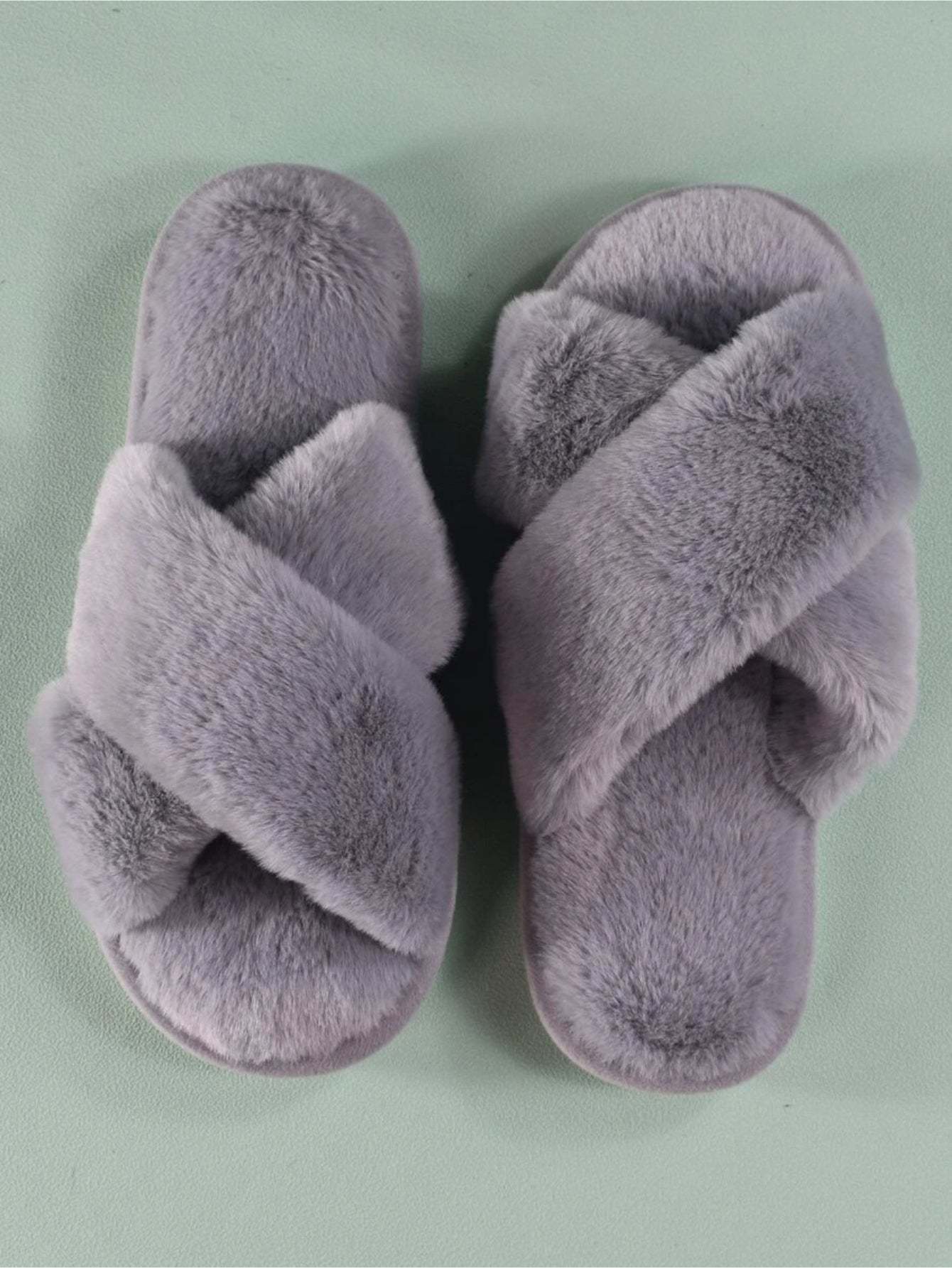 Cross Strap Fluffy Bedroom Slippers