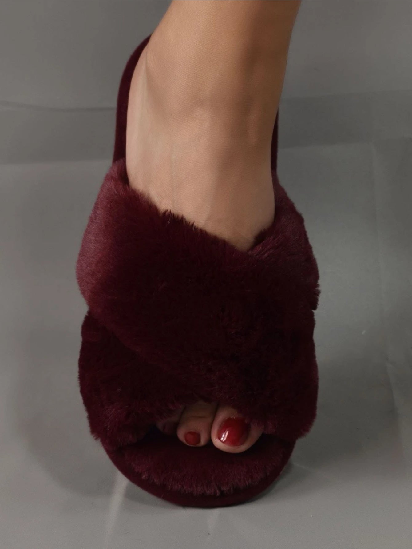 Cross Strap Fluffy Bedroom Slippers
